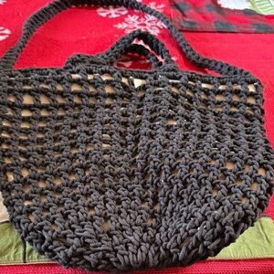 Madewell Handcrafted Black Crochet Tote Bag